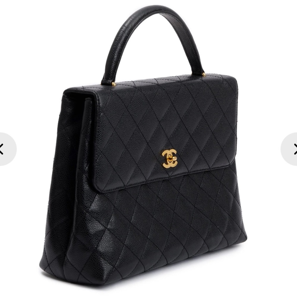 CHANEL Black Quilted Caviar Leather Jumbo Kelly Top Handle Flap Bag 24K GHW - Picture 2 of 9
